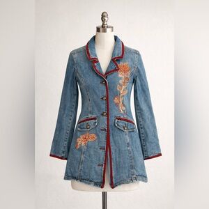 Girls Mary-Kate & Ashley floral embroidered denim jacket size 10-12